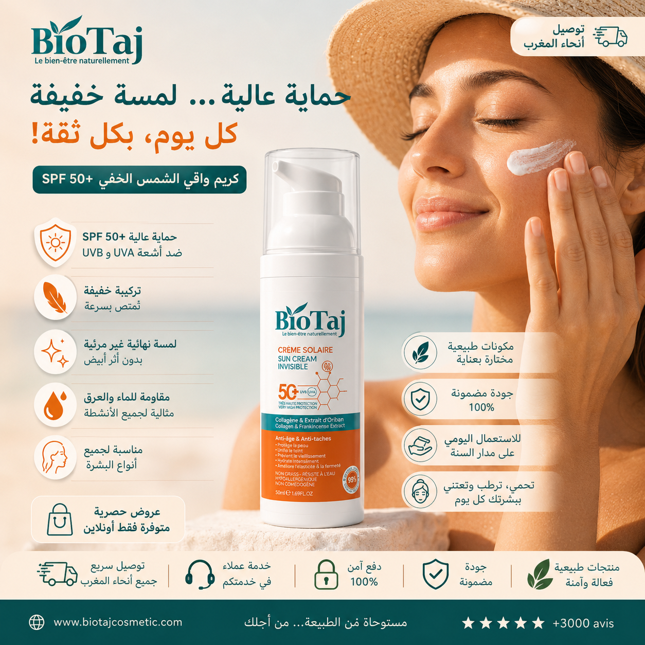 Crème Solaire Invisible 50+